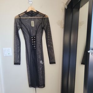 F21 black mesh dress